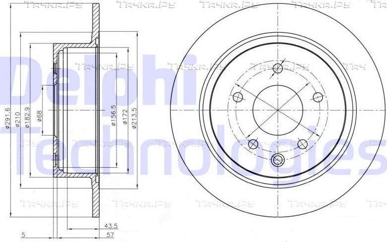 Тормозной диск Delphi задний для Nissan Qashqai I 2007-2013. Артикул BG4108C