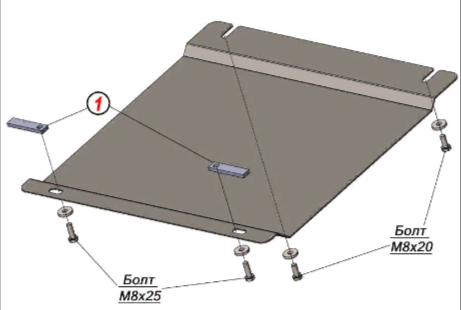 Защита алюминиевая Alfeco (4мм) для редуктора переднего моста Foton Tunland 2019-2026. Артикул ALF.68.02 AL4