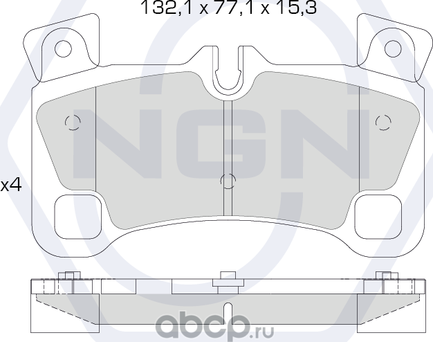 Колодки тормозные керамические, задние (NGN). Артикул 3501404