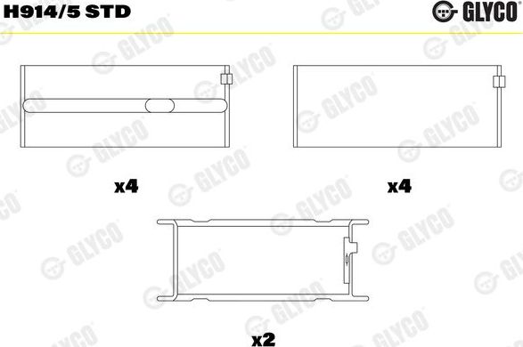 Вкладыши коренные Glyco. Артикул H914/5 STD