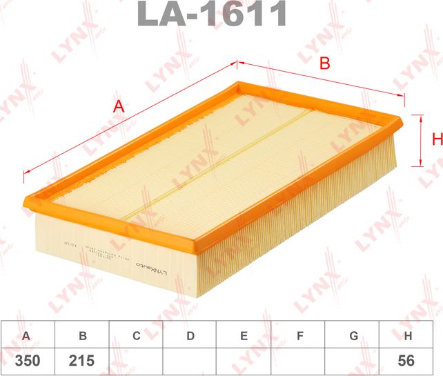 Воздушный фильтр LYNXauto. Артикул LA-1611