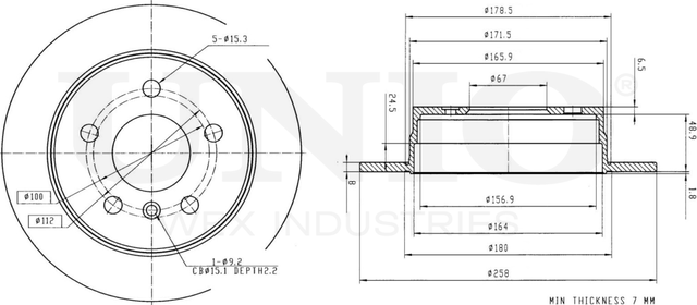 Диск тормозной (Unio). Артикул BRD-20355