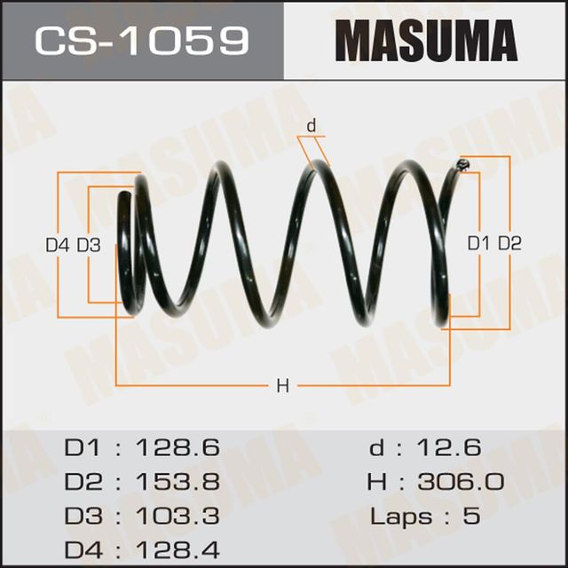 Пружина подвески Masuma передняя правая/левая для Toyota Yaris Verso 1999-2005. Артикул CS-1059