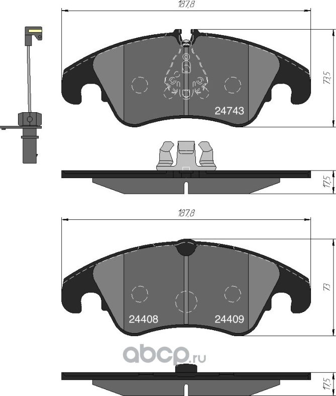 Колодки тормозные дисковые передние к-т AUDI A4/A4 ALLROAD/A5/Q5 1.8-3.2 07- (Kotl). Артикул 1768kt