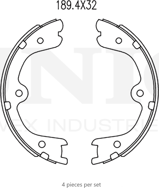 Колодки тормозные барабанные, комплект (Unio). Артикул BRP-10001