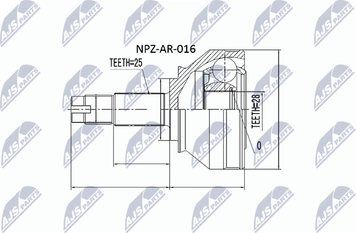 Шрус внутренний (граната) NTY. Артикул NPZ-AR-016