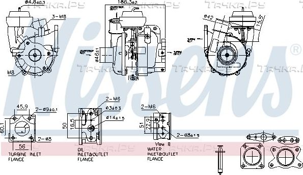 Турбина (турбокомпрессор) Nissens ** FACTORY NEW ** для Ford Ranger II 2006-2012. Артикул 93615