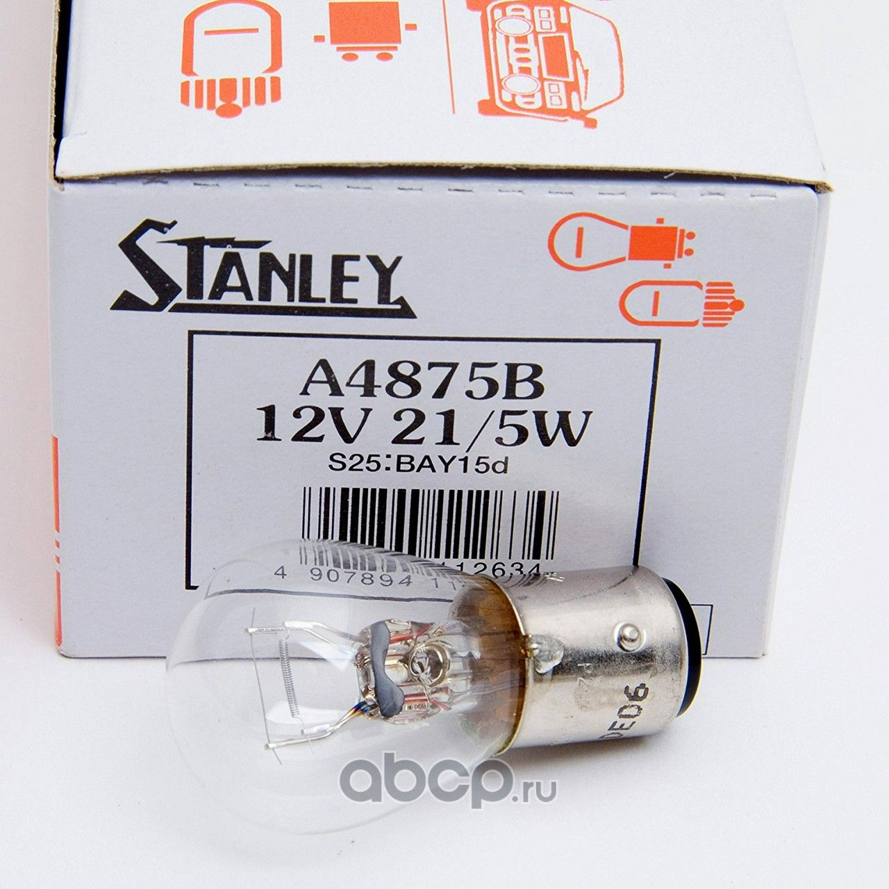 Stanley S25/12V/21/5W/made in Japan/лампы/упаковка - 10 шт. (цена за 1 шт.). Артикул A4875B