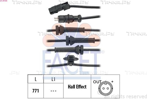 Датчик ABS Facet Made in Italy - OE Equivalent передний правый/левый для Renault Grand Scenic II 2004-2009. Артикул 21.0156
