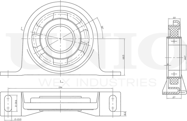 Опора карданного вала (Unio). Артикул RMP-15170