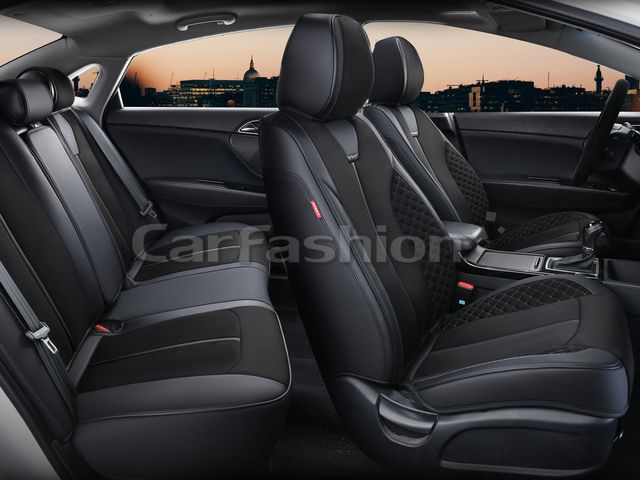 Чехлы универсальные каркасные CarFashion 5D Marshal Plus на сидения авто, цвет Черный/Черный/Черный. Артикул 27282