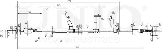 Трос ручного тормоза (Unio). Артикул CAB-60044