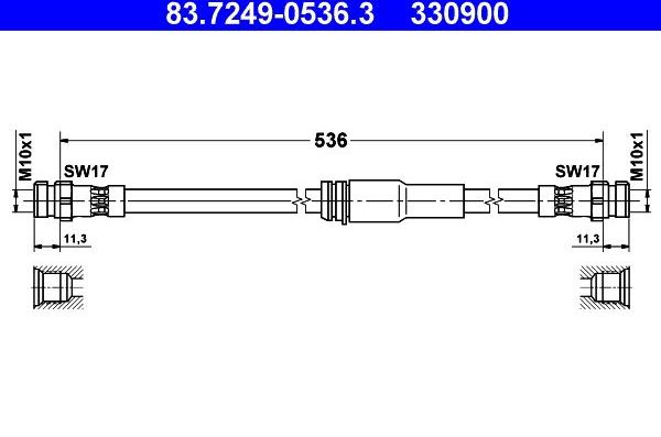 Тормозной шланг ATE передний для Audi S3 II (8P) 2006-2013. Артикул 83.7249-0536.3