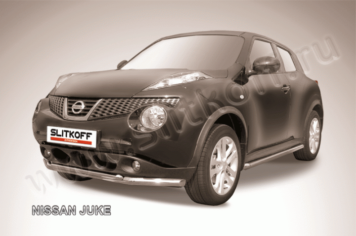 Защита Slitkoff переднего бампера d57/42 двойная для Nissan Juke 2WD 2010-2019. Артикул NJ2WD-003