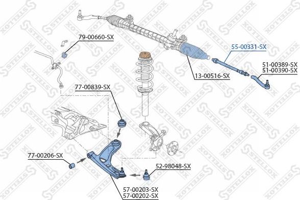 Рулевая тяга Stellox правая/левая для Peugeot 107 I 2005-2014. Артикул 55-00331-SX