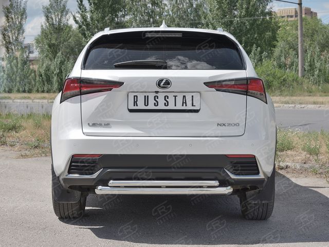 Защита RusStal заднего бампера d63 дуга-d42 дуга для Lexus NX300 2017-2026. Артикул LNX3Z-002947