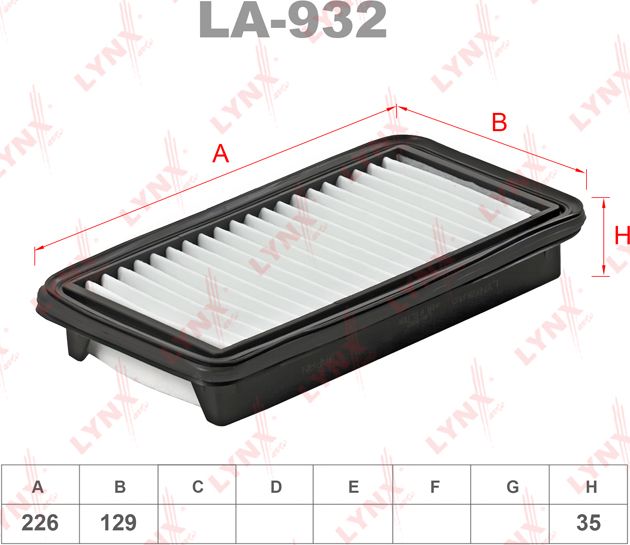 Воздушный фильтр LYNXauto. Артикул LA-932