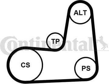 Приводной ремень поликлиновой с роликами (комплект) ContiTech. Артикул 5PK1135K2