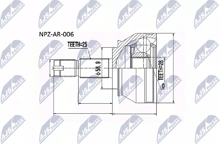 Шрус внутренний (граната) NTY. Артикул NPZ-AR-006