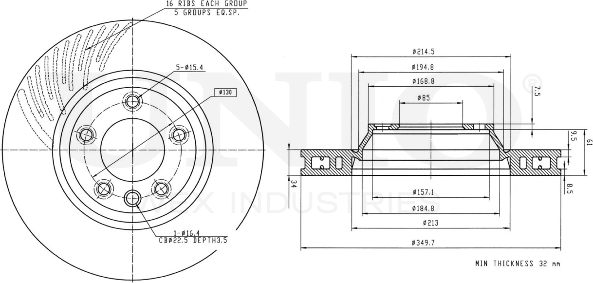 Диск тормозной (Unio). Артикул BRD-20606