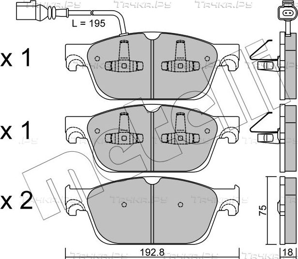 Тормозные колодки Metelli передние для Volkswagen Multivan T6 2015-2026. Артикул 22-0831-0