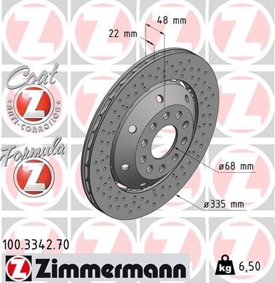 Тормозной диск Zimmermann FORMULA Z. Артикул 100.3342.70