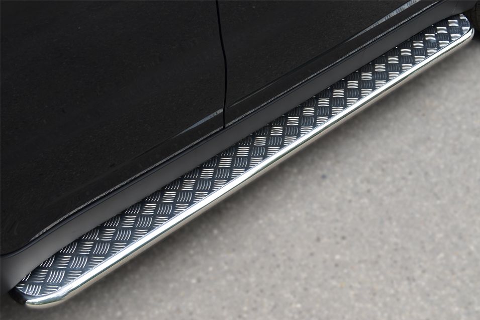 Защита порогов RusStal труба d42 с листом для SsangYong Actyon II 2010-2013. Артикул SAL-001427