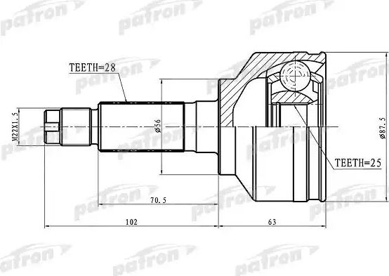 Шрус наружный (граната) Patron. Артикул PCV1654