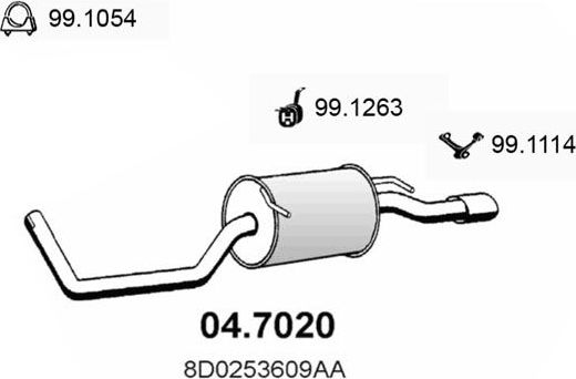 Глушитель (задняя часть) Asso. Артикул 04.7020
