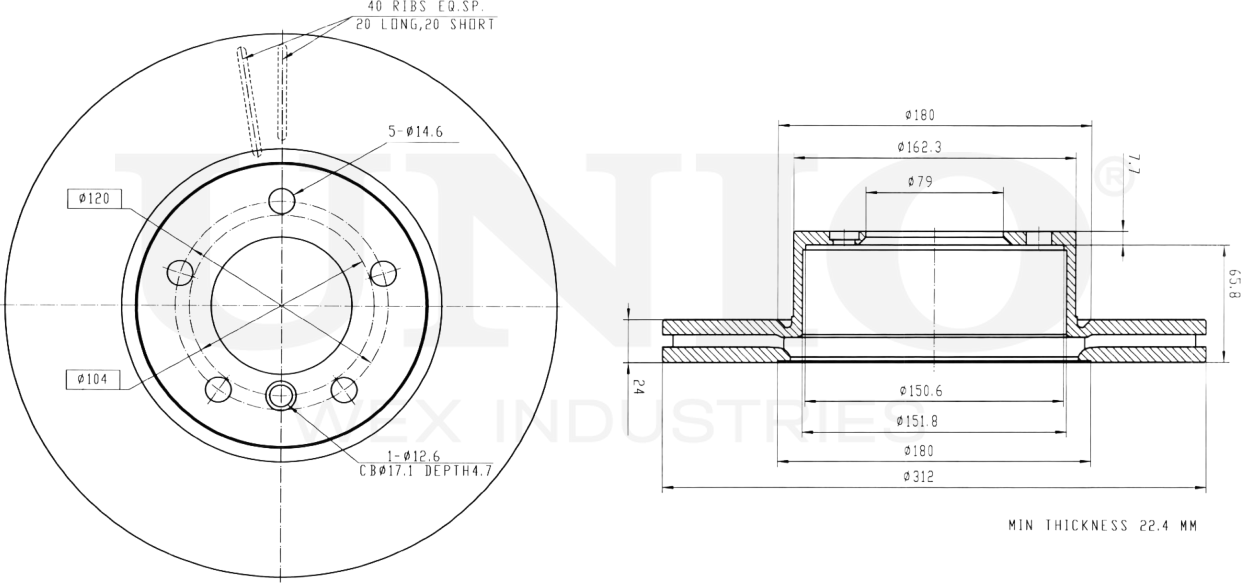 Диск тормозной (Unio). Артикул BRD-20317