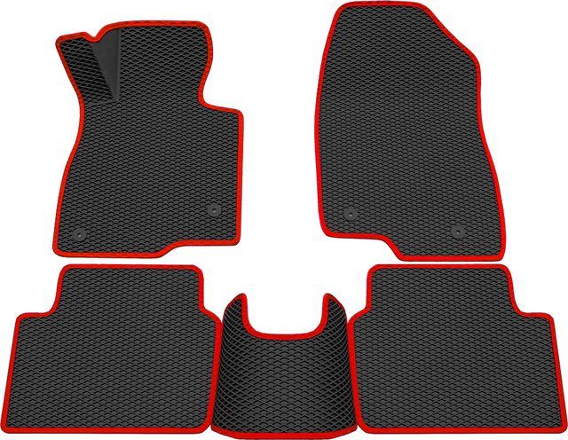 Коврики Rezkon 3D EVA Ромб резиновые для салона Mazda 3 III 2013-2019 Красный кант. Артикул 9223010204