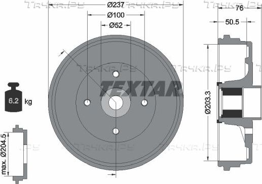 Тормозной барабан Textar задний для Renault Clio III 2005-2014. Артикул 94041400