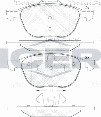 Тормозные колодки Icer передние для Ford Kuga II 2013-2019. Артикул 181617-202
