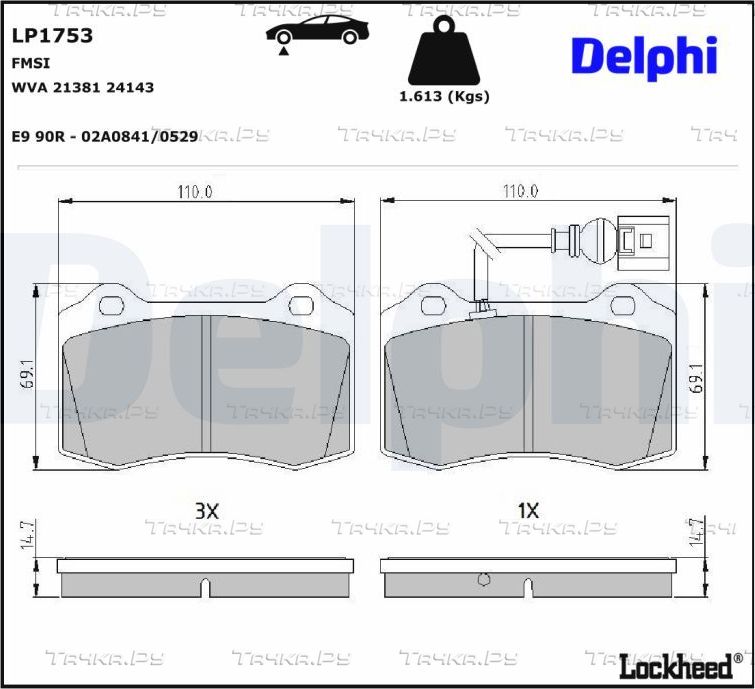 Тормозные колодки Delphi (Low-Metallic). Артикул LP1753
