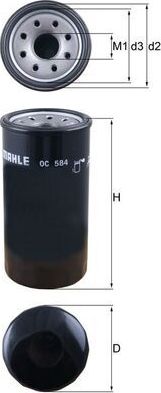Масляный фильтр Mahle для Isuzu D-Max I 2002-2012. Артикул OC 584