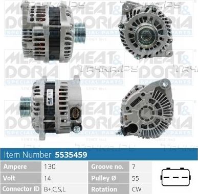 Генератор Meat & Doria для Nissan Murano Z51 2008-2014. Артикул 5535459