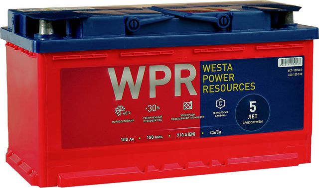 Аккумулятор 6СТ-100VLR 100Ah 910A 353х175х190 полярность 0 (WPR). Артикул 600120310