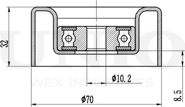 Ролик поликлинового ремня направляющий (Unio). Артикул TNS-10159
