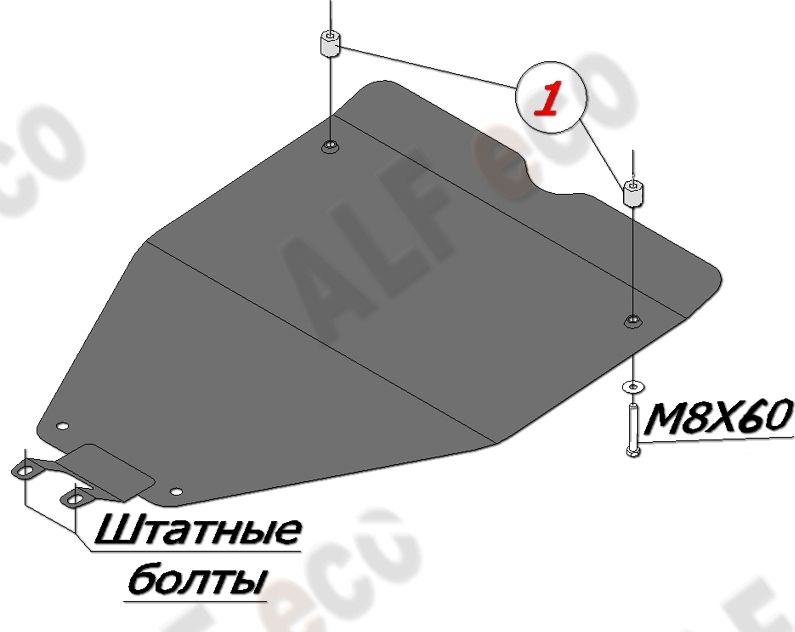 Защита алюминиевая Alfeco для картера Subaru Tribeca I рестайлинг 2008-2014. Артикул ALF.22.04al