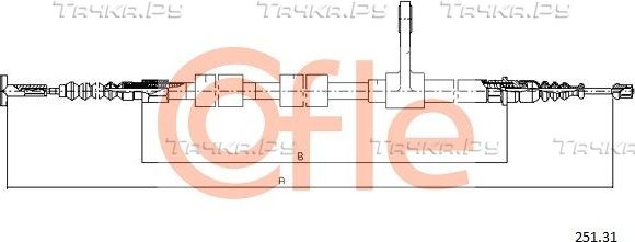 Трос ручника (тросик ручного тормоза) Cofle. Артикул 92.251.31