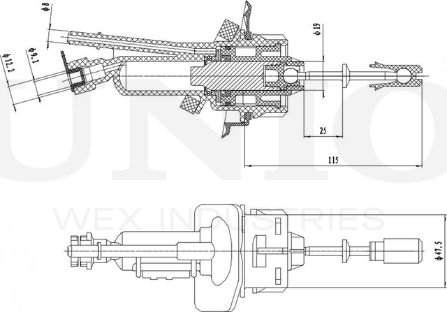 Цилиндр сцепления главный (Unio). Артикул BRC-10011