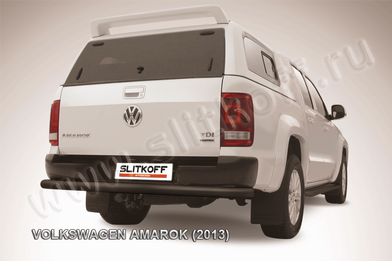 Защита Slitkoff заднего бампера d76 ЧЕРНАЯ матовая для Volkswagen Amarok 2010-2015. Артикул VWAM13-011B