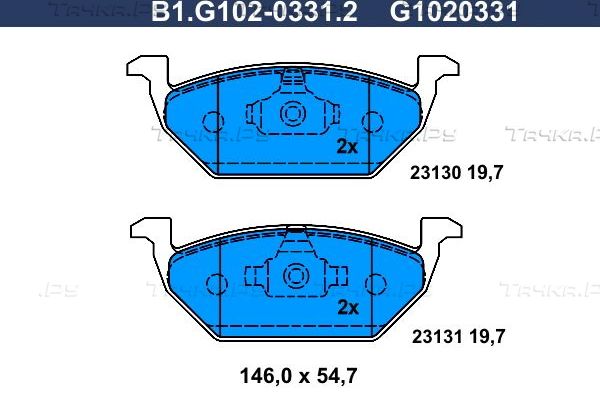 Тормозные колодки Galfer передние для Audi A3 I (8L) 1996-2003. Артикул B1.G102-0331.2