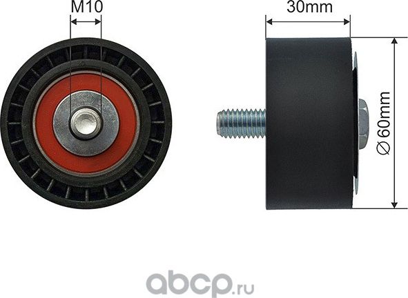 Натяжной ролик (натяжитель) приводного поликлинового ремня NTY (полимерный материал). Артикул RNK-SU-013