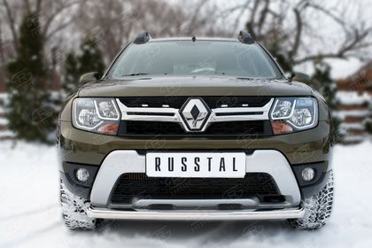 Защита RusStal переднего бампера d63 (дуга) для Renault Duster I рестайлинг 2015-2020. Артикул RDZ-002175