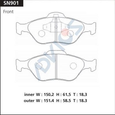 Тормозные колодки Advics передние для Mazda 2 I (DY) 2003-2007. Артикул SN901
