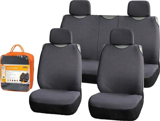 Чехлы-майки Airline Сио (велюр) на передние и задние сидения, цвет Серый. Артикул ASC-KS-12