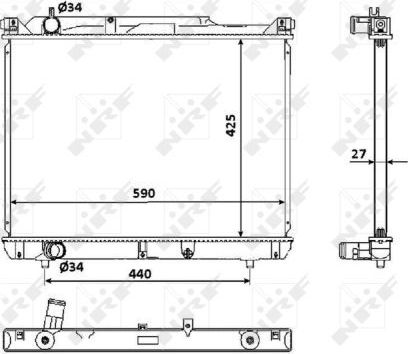 Радиатор охлаждения двигателя NRF (алюминий) для Suzuki Grand Vitara II 2001-2005. Артикул 53916
