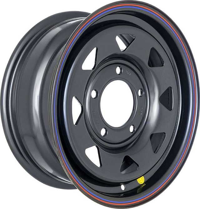 Колёсный диск OFF-ROAD Wheels усиленный стальной черный 5x139,7 6,5xR15 d98.5 ET+35 для ВАЗ 2121, 4х4 1977-2025 (треугольник). Артикул 1565-539985BL+35A17X