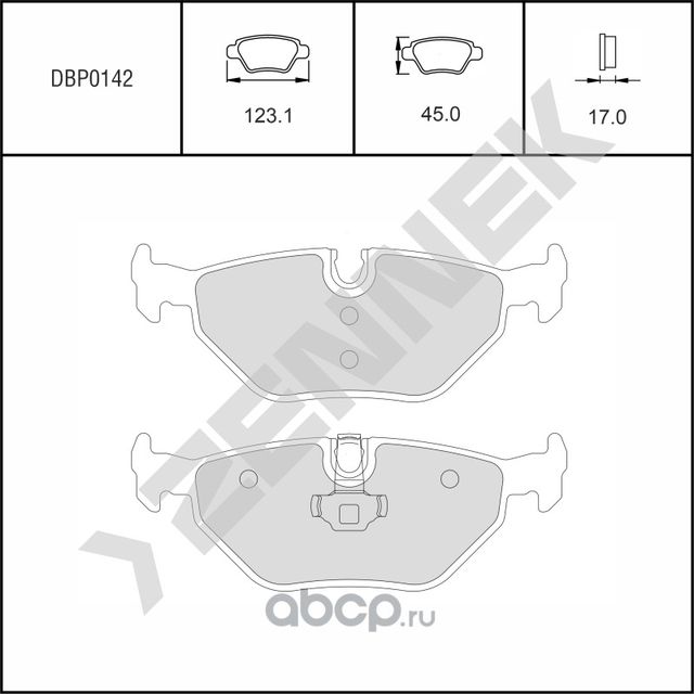 Колодки тормозные дисковые задние BMW 3 E46 98-06, BMW Z3/Z4 97-09 (Zennek). Артикул DBP0142